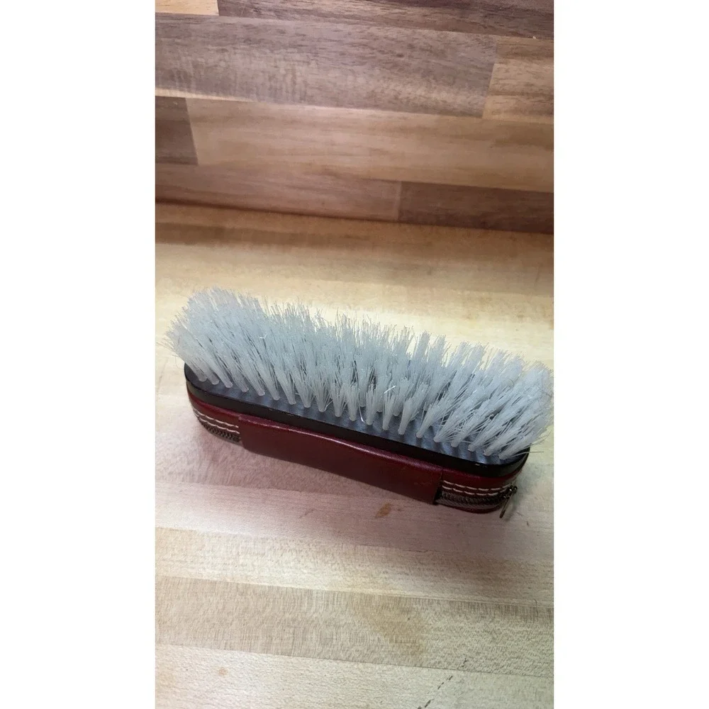 Vintage Leather Travel Grooming Kit Shoe Brush Set File Razor 1950s